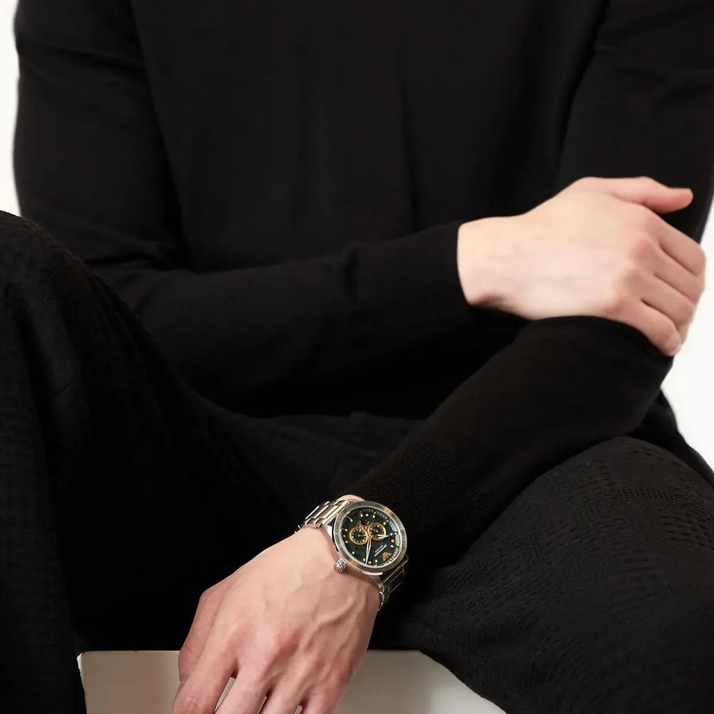 Emporio Armani Meccanico Chronograph Automatic Green Dial Silver Steel Strap Watch For Men - AR60053 Buy Now By Emporio Armani