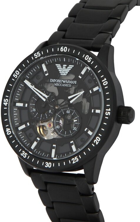 Emporio Armani Meccanico Automatic Black Dial Black Steel Strap Watch For Men - AR60054 Buy Now By Emporio Armani