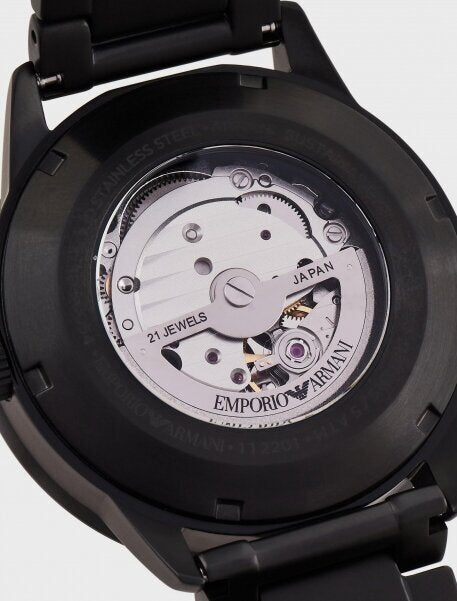 Emporio Armani Meccanico Automatic Black Dial Black Steel Strap Watch For Men - AR60054 Buy Now By Emporio Armani