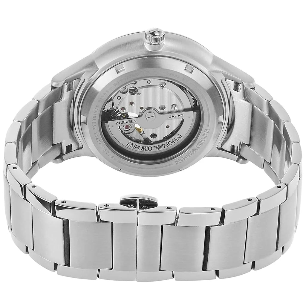 Emporio Armani Meccanico Automatic Black Dial Silver Steel Strap Watch For Men - AR60055 Buy Now By Emporio Armani