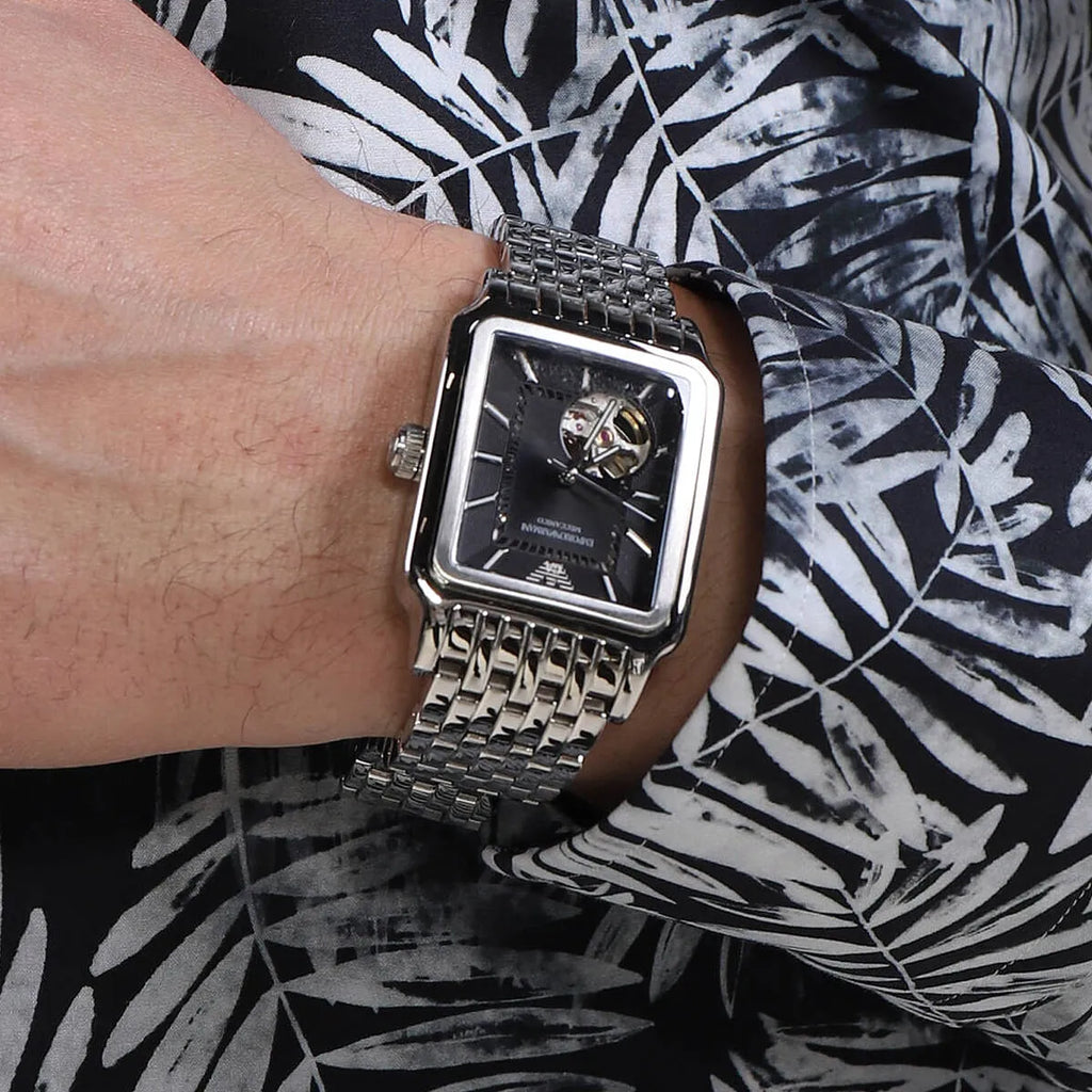 Emporio Armani Diego Automatic Black Dial Silver Steel Strap Watch For Men - AR60057 Buy Now By Emporio Armani