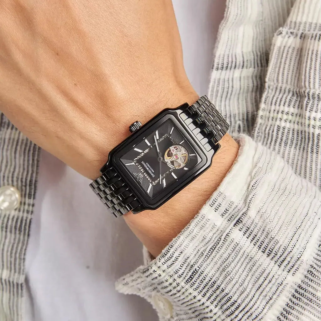 Emporio Armani Meccanico Black Dial Black Steel Strap Watch For Men - AR60058 Buy Now By Emporio Armani