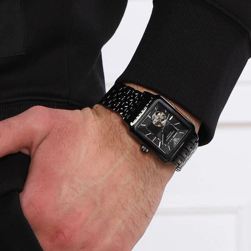 Emporio Armani Meccanico Black Dial Black Steel Strap Watch For Men - AR60058 Buy Now By Emporio Armani