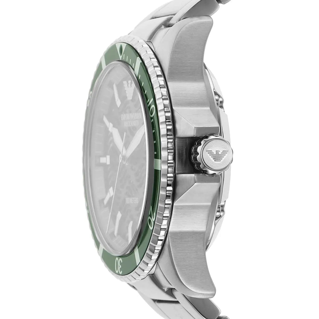 Emporio Armani Three Hand Green Dial Silver Steel Strap Watch For Men - AR11338 Buy Now By Emporio Armani