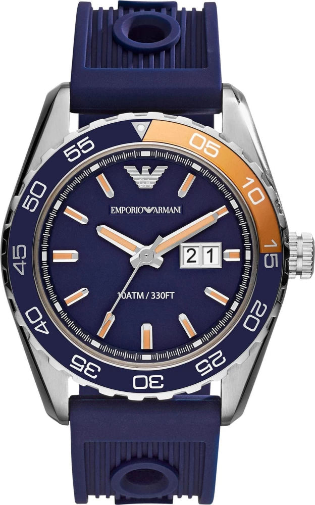 Emporio Armani Sportivo Chronograph Quartz Blue Dial Blue Rubber Strap Watch For Men - AR6045 Buy Now By Emporio Armani
