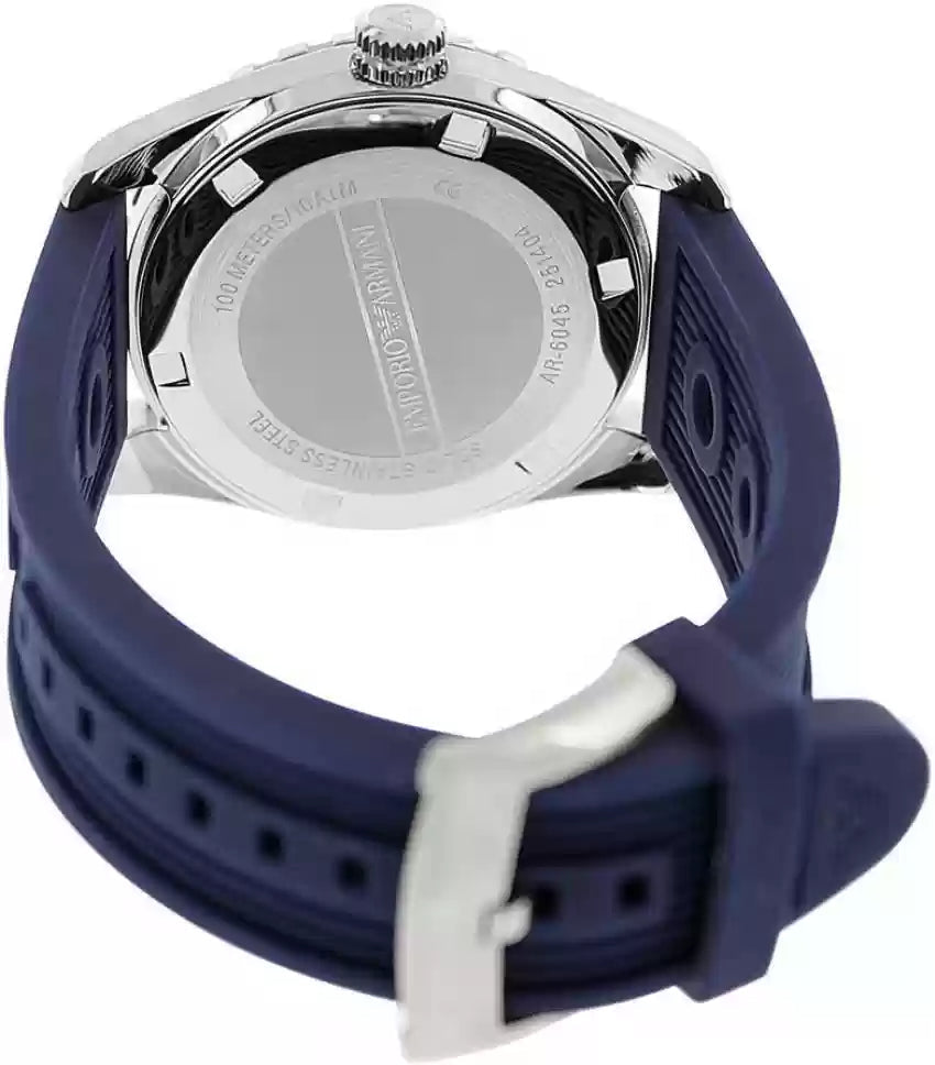 Emporio Armani Sportivo Chronograph Quartz Blue Dial Blue Rubber Strap Watch For Men - AR6045 Buy Now By Emporio Armani