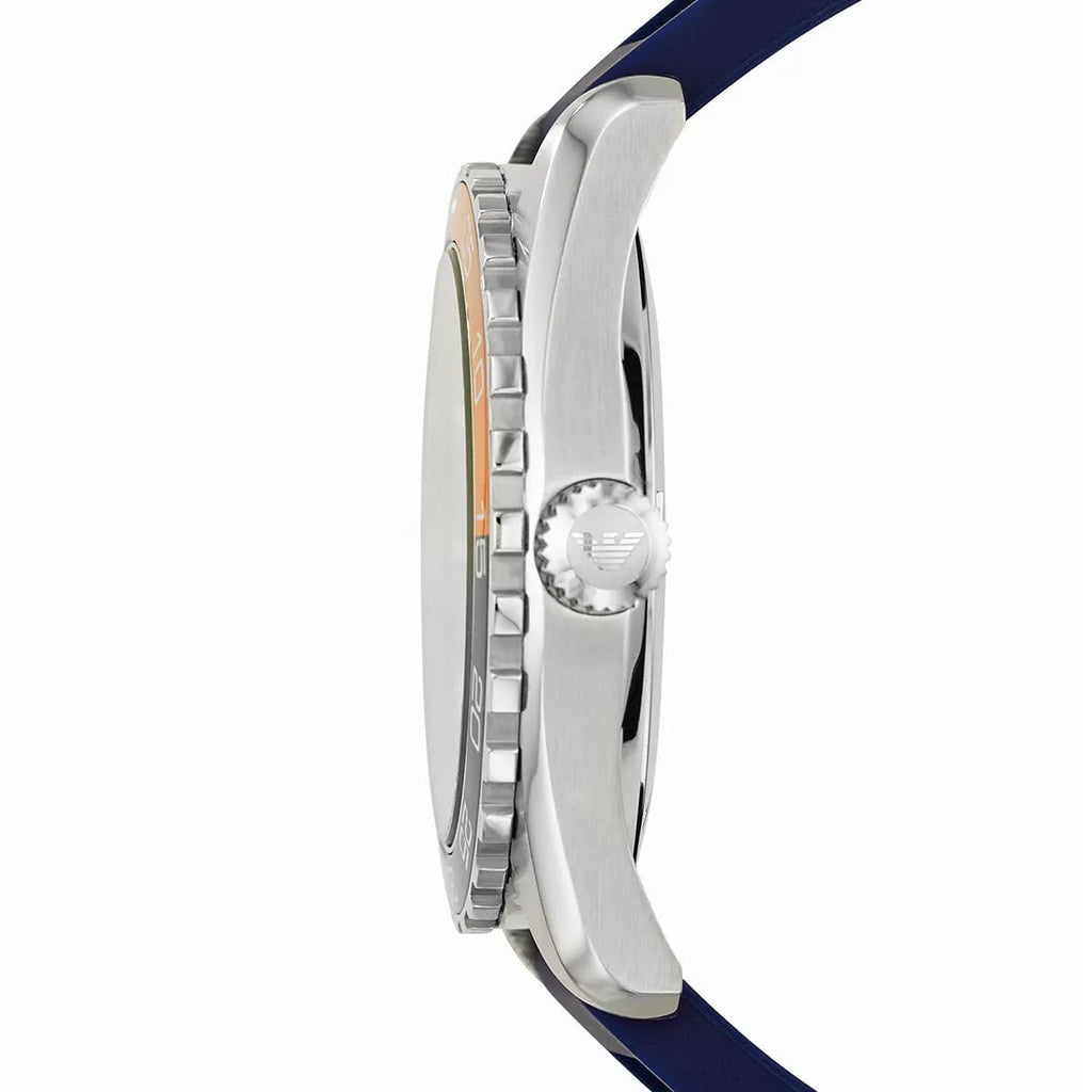 Emporio Armani Sportivo Chronograph Quartz Blue Dial Blue Rubber Strap Watch For Men - AR6045 Buy Now By Emporio Armani