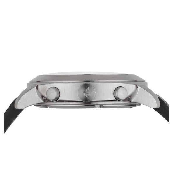 Emporio Armani Sportivo Chronograph Silver Dial Black Leather Strap Watch For Men - AR6054 Buy Now By Emporio Armani