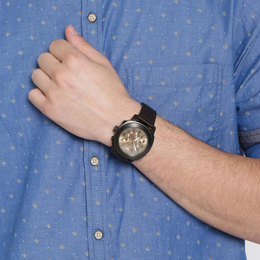 Emporio Armani Delta Chronograph Brown Dial Brown Leather Strap Dial Watch For Men - AR6055 Buy Now By Emporio Armani