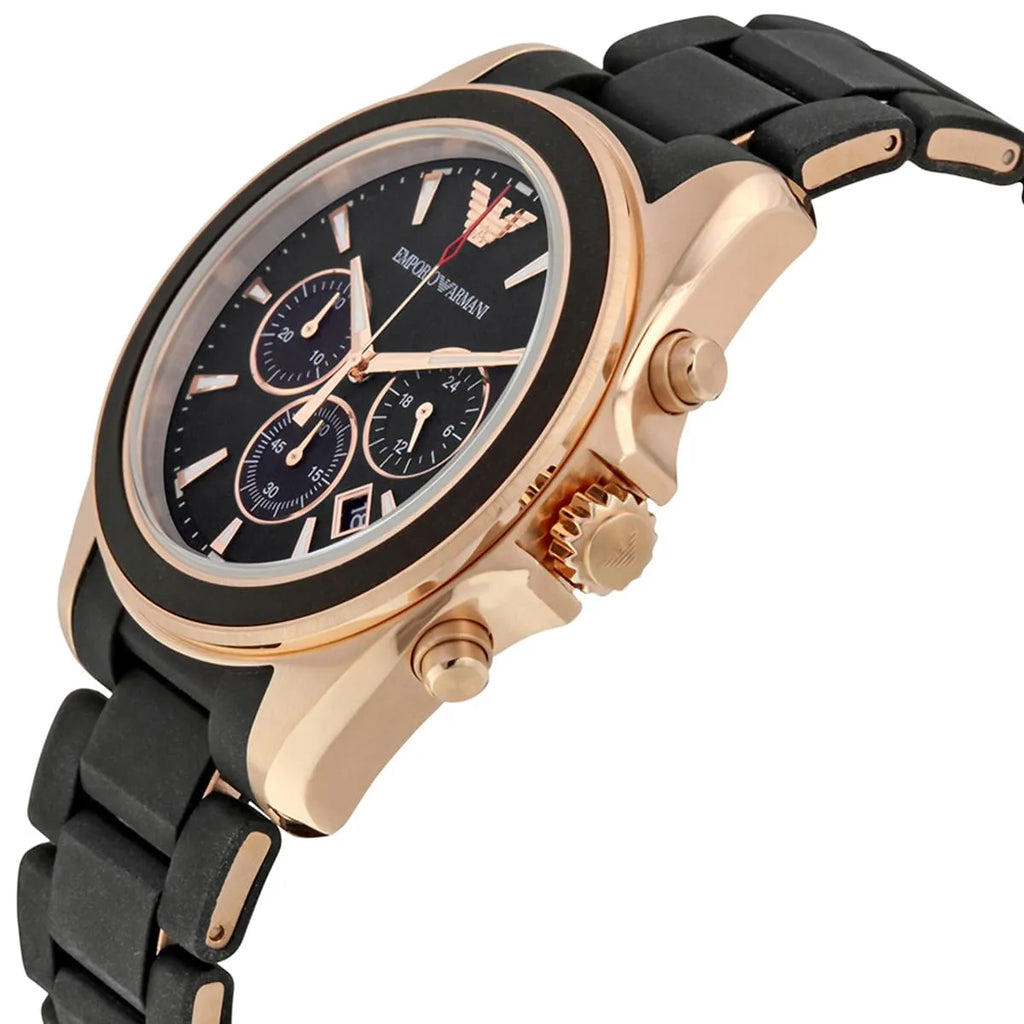 Emporio Armani Sigma Chronograph Black Dial Black SIlicon Strap Watch For Men - AR6066 Buy Now By Emporio Armani