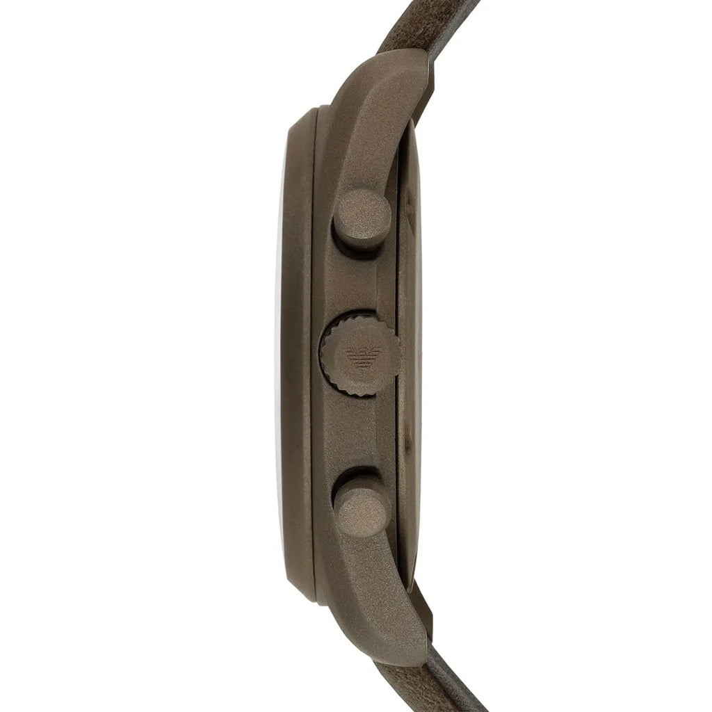 Emporio Armani Sportivo Chronograph Silver Dial Brown Leather Strap Watch For Men - AR6076 Buy Now By Emporio Armani