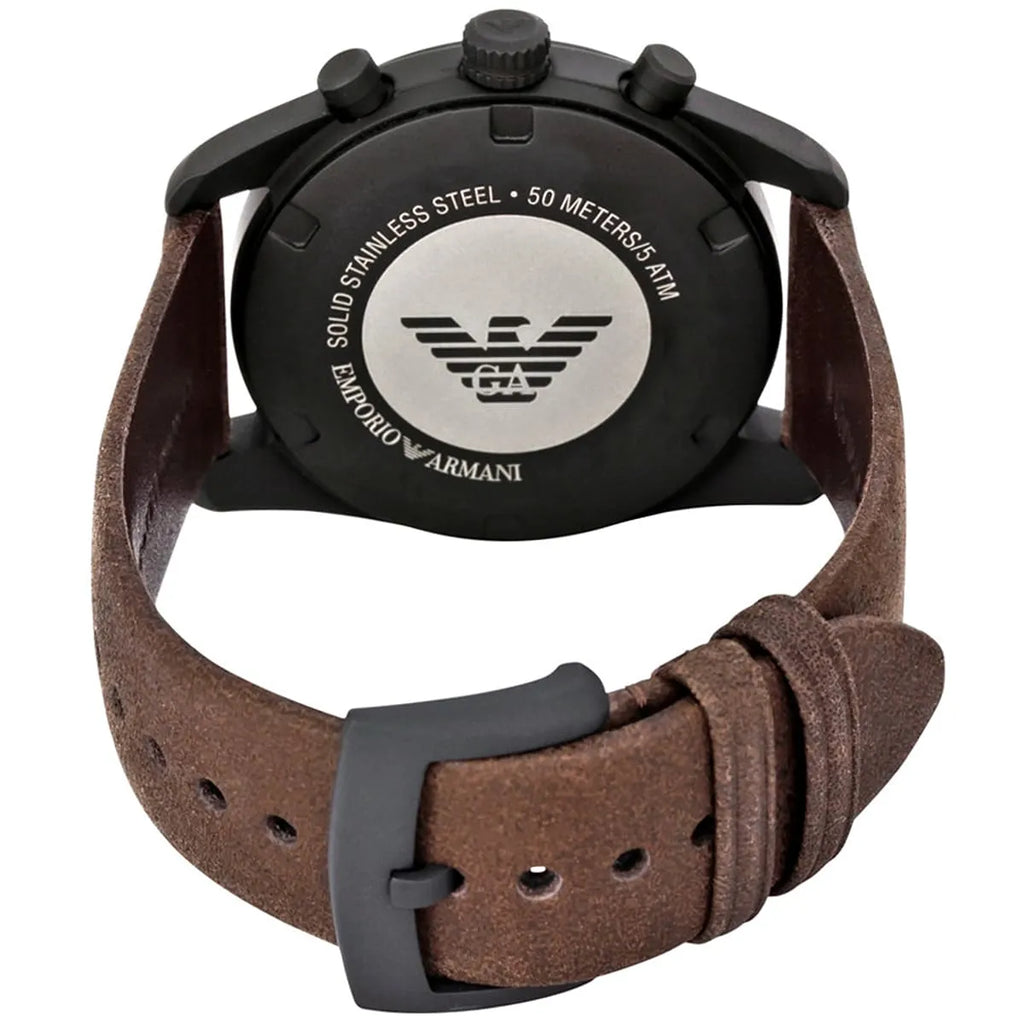 Emporio Armani Sportivo Chronograph Beige Dial Brown Leather Strap Watch For Men - AR6078 Buy Now By Emporio Armani