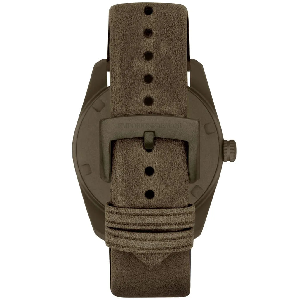 Emporio Armani Sportivo Quartz Silver Dial Brown Leather Strap Watch For Men - AR6079 Buy Now By Emporio Armani