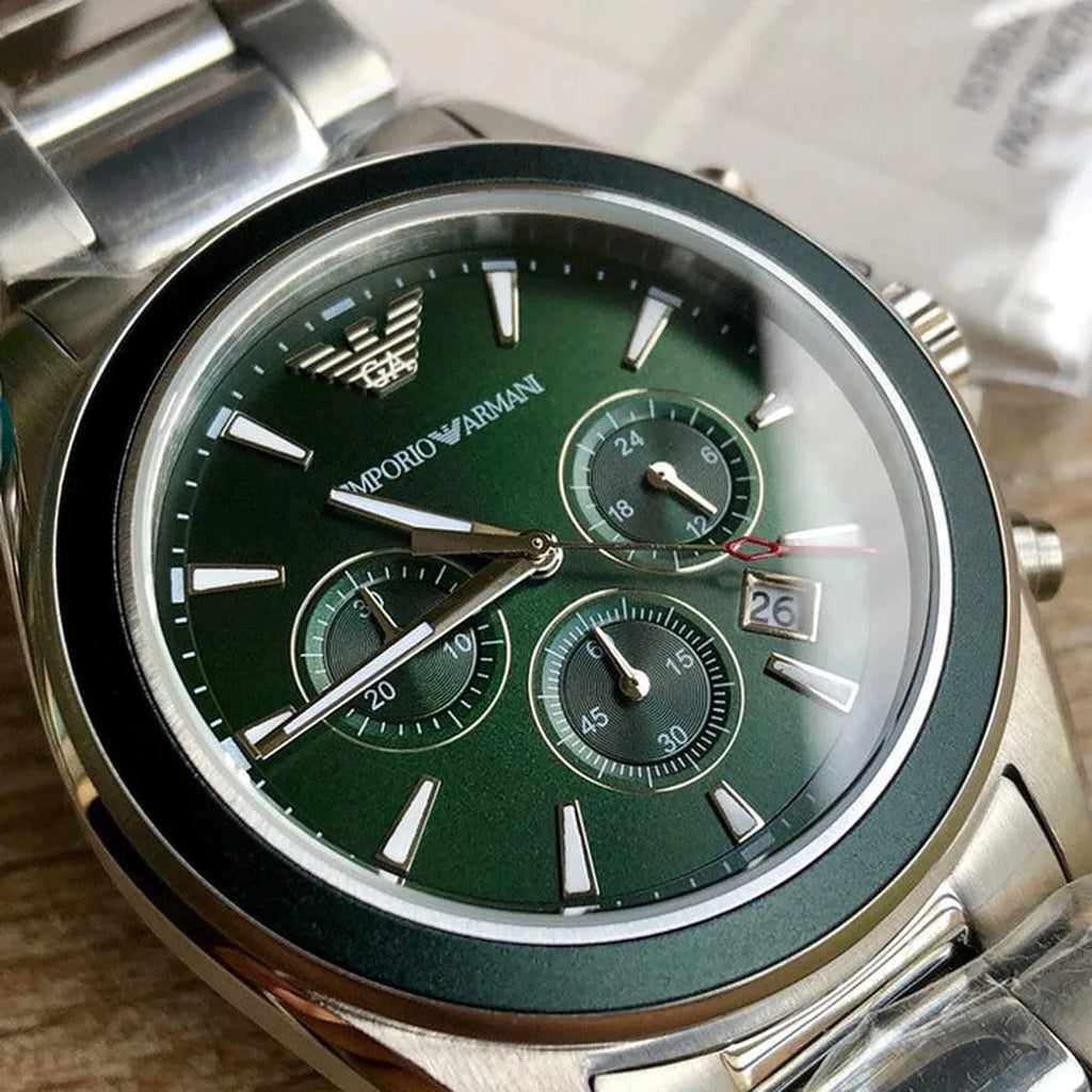 Emporio Armani Sportivo Chronograph Blue Dial Silver Steel Strap Watch For Men - AR6090 Buy Now By Emporio Armani