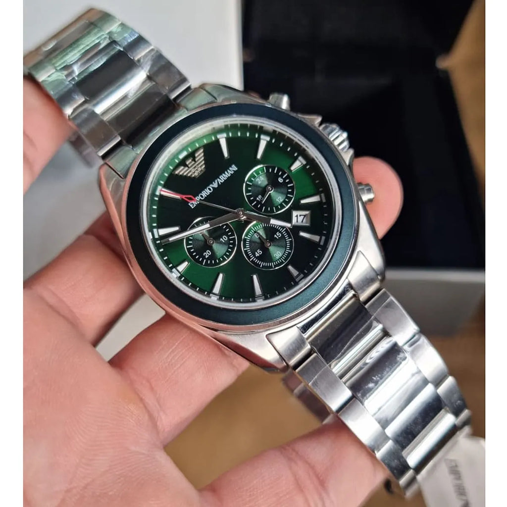 Emporio Armani Sportivo Chronograph Blue Dial Silver Steel Strap Watch For Men - AR6090 Buy Now By Emporio Armani