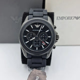 Emporio Armani Sportivo Chronograph Black Dial Black Silicone Strap Watch For Men - AR6092 Buy Now By Emporio Armani