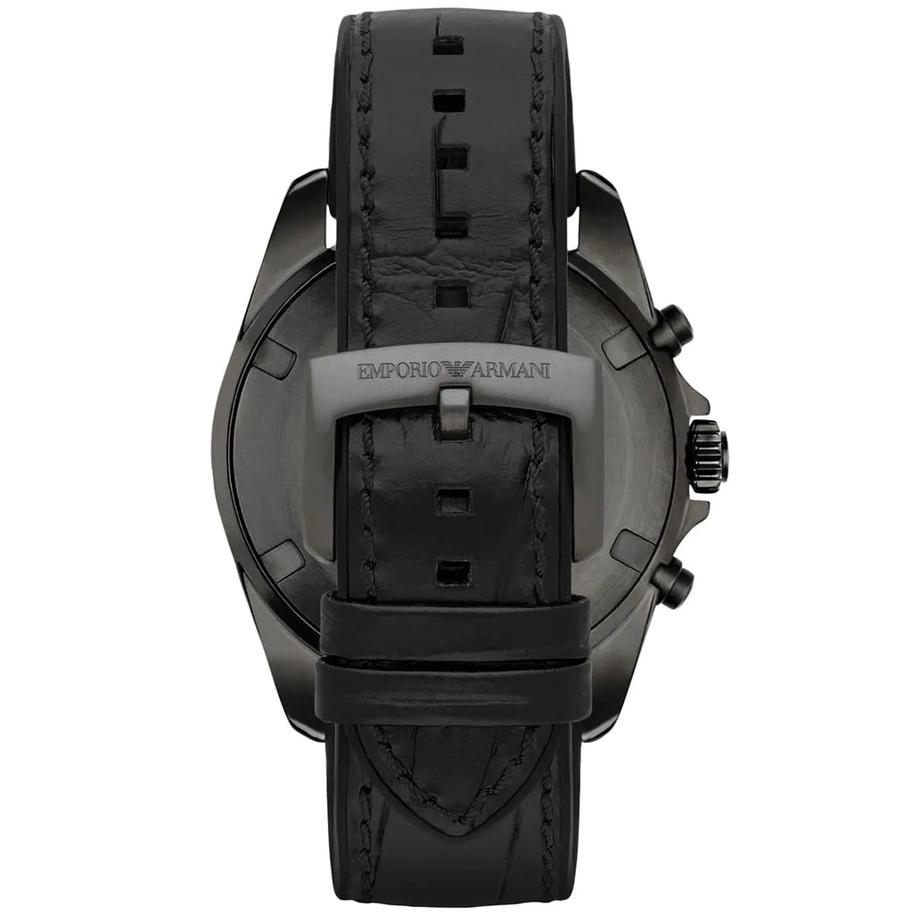 Emporio Armani Sigma Chronograph Black Dial Black Leather Strap Watch For Men - AR6131 Buy Now By Emporio Armani