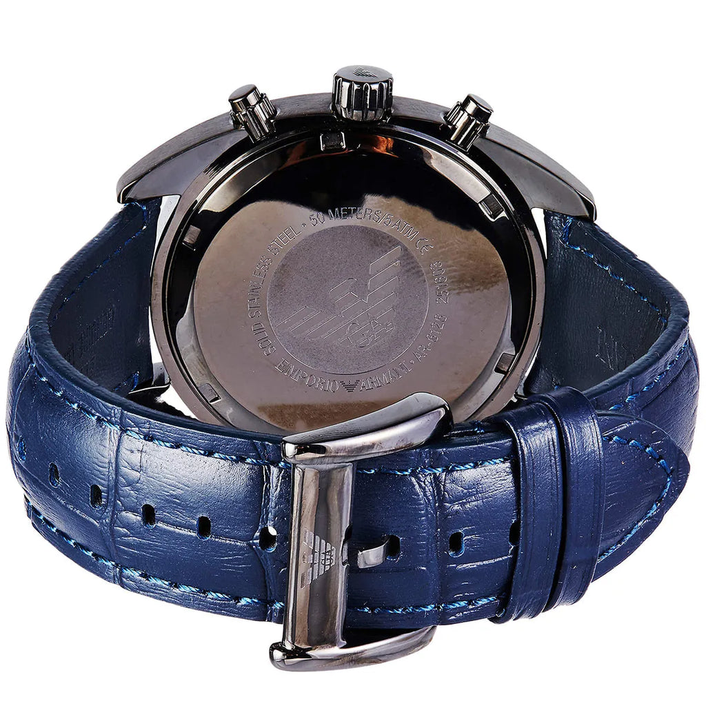 Emporio Armani Sportivo Chronograph Blue Dial Blue Leather Strap Watch For Men - AR6126 Buy Now By Emporio Armani