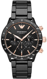 Emporio Armani Mario Ceramic Chronograph Black Dial Black Steel Strap Watch For Men - AR70002 Buy Now By Emporio Armani