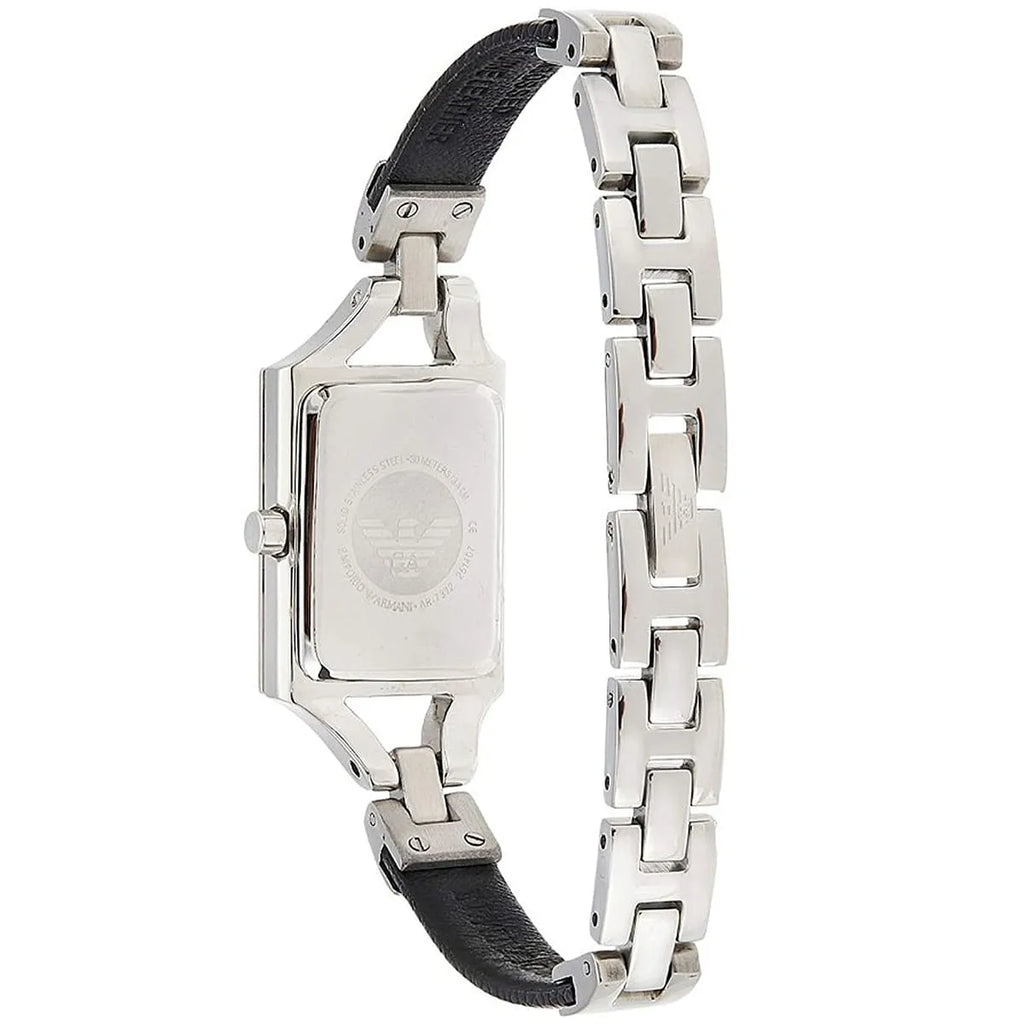 Emporio Armani Chiara Analog Silver Dial Black Leather Strap Watch For Women - AR7372 Buy Now By Emporio Armani