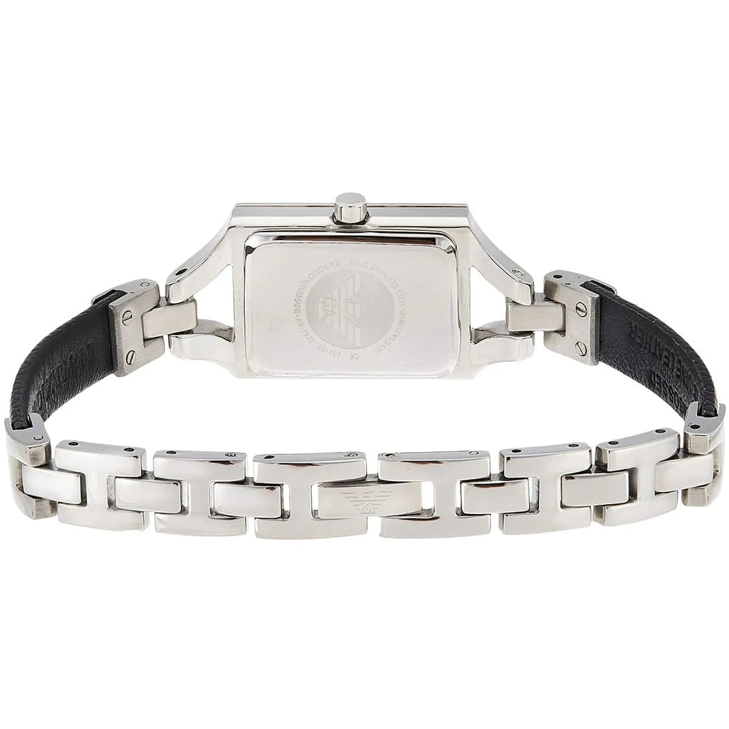 Emporio Armani Chiara Analog Silver Dial Black Leather Strap Watch For Women - AR7372 Buy Now By Emporio Armani