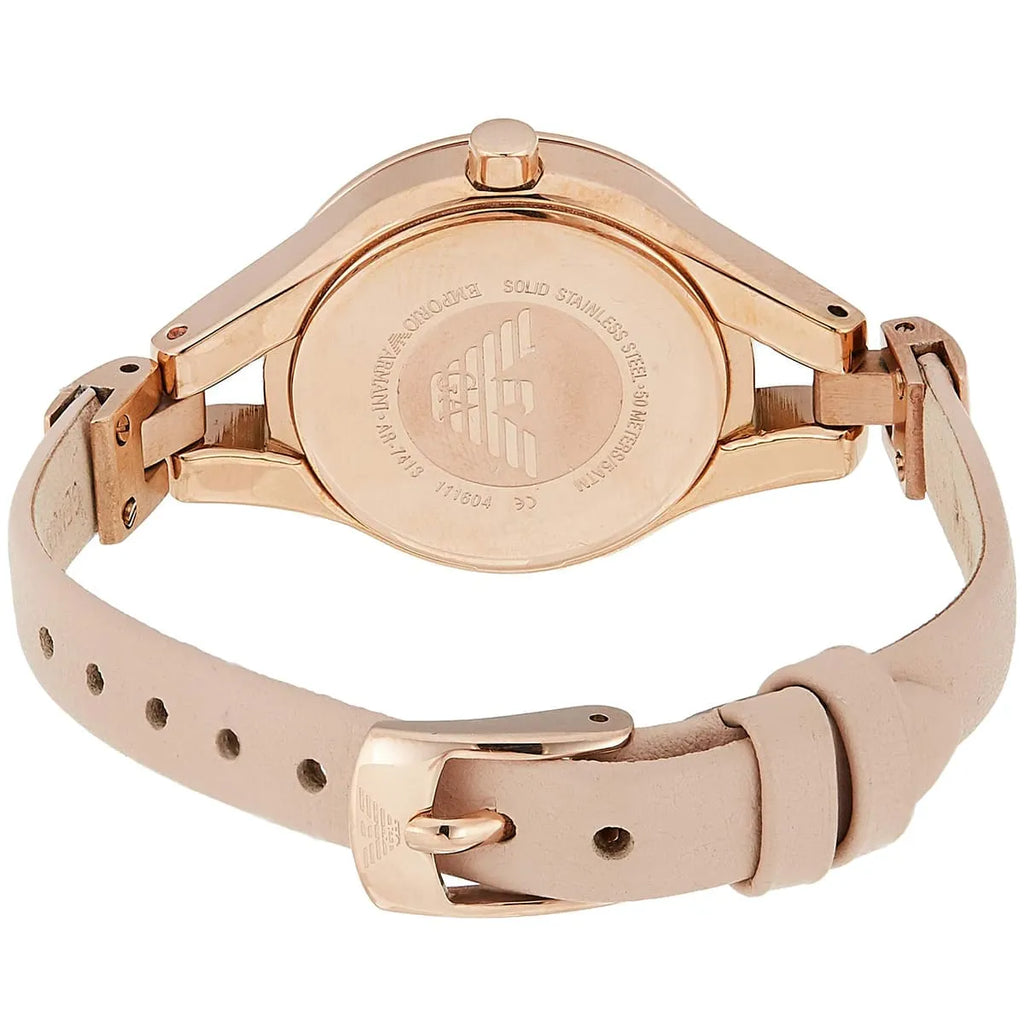 Emporio Armani Chiara Quartz Crystals White Dial Rose Gold Leather Strap Watch For Women - AR7437 Buy Now By Emporio Armani