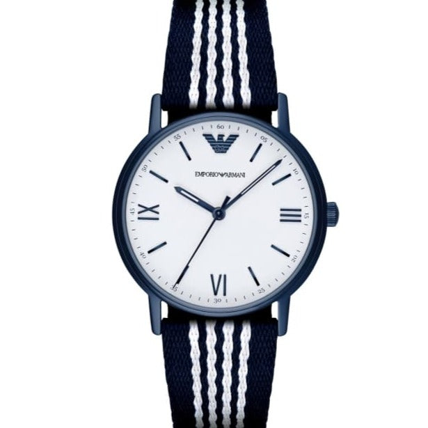 Emporio Armani Kappa Analog White Dial Two Tone Nylon Strap Watch For Men - AR80004 Buy Now By Emporio Armani