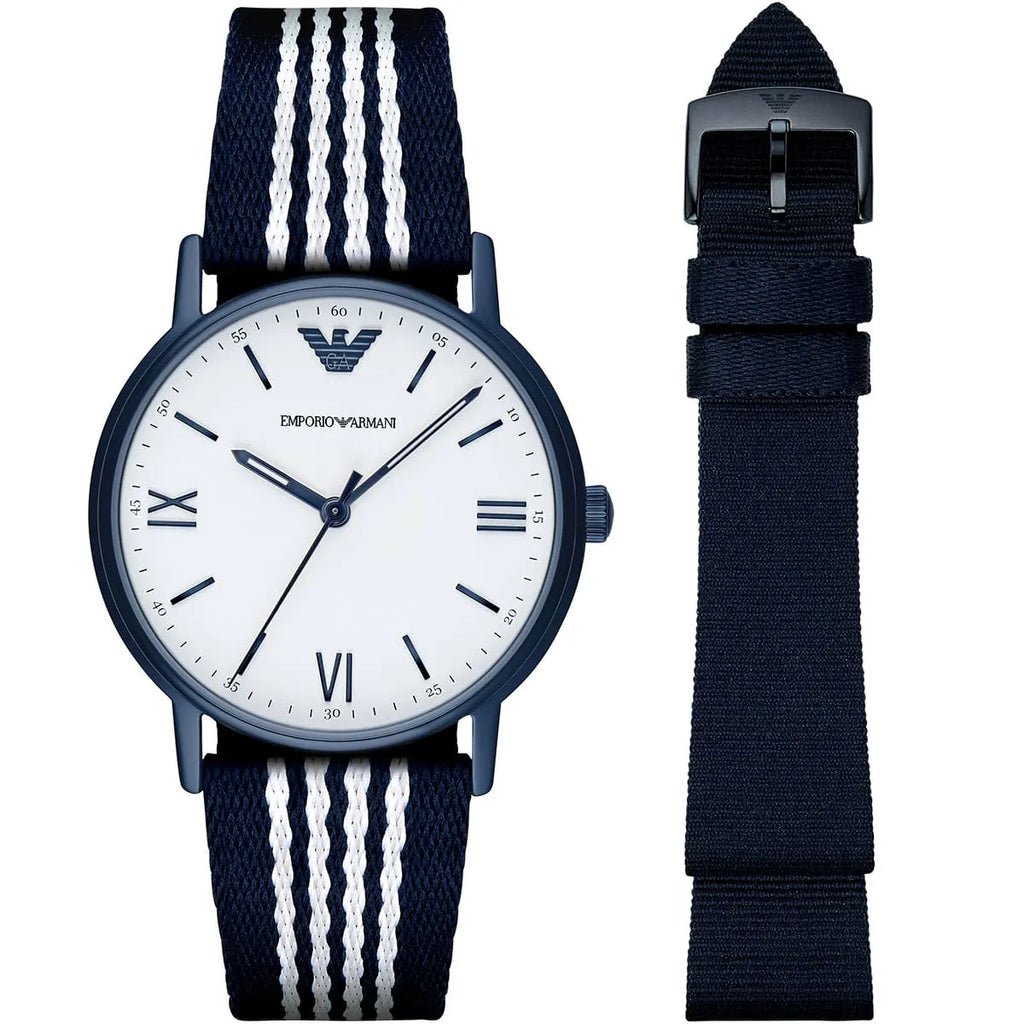 Emporio Armani Kappa Analog White Dial Two Tone Nylon Strap Watch For Men - AR80004 Buy Now By Emporio Armani