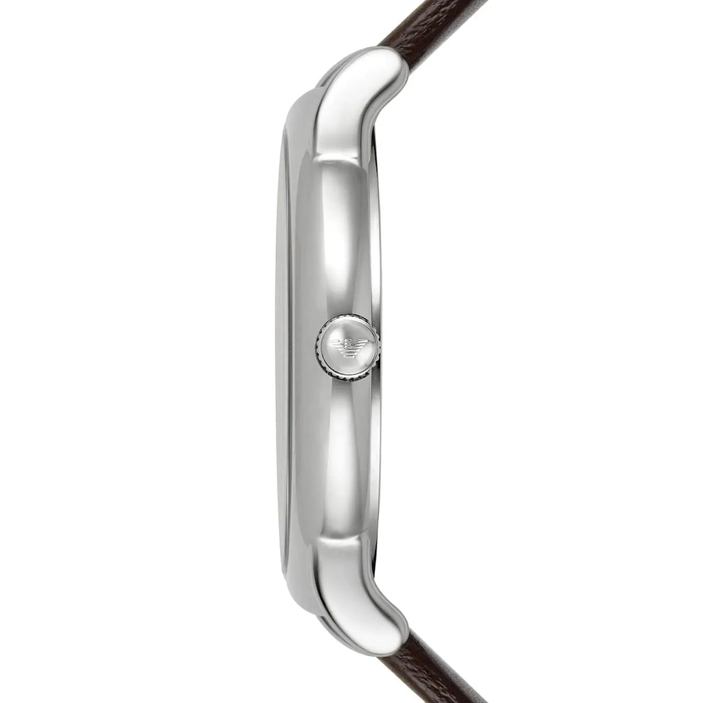 Emporio Armani Kappa Quartz White Dial Brown Leather Strap Watch For Men - AR80006 Buy Now By Emporio Armani