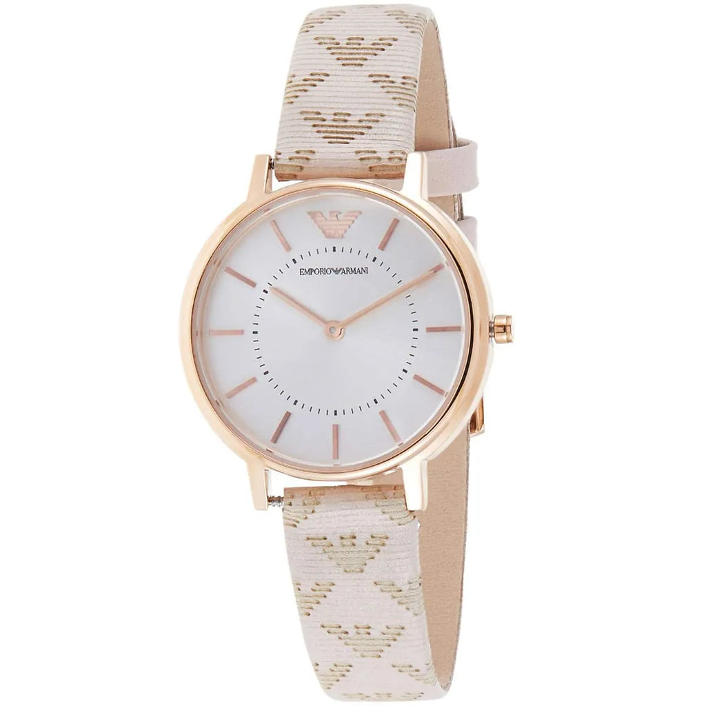 Emporio Armani Gianni T Bar Quartz Silver Dial Beige Leather Strap Watch For Women - AR80007 Buy Now By Emporio Armani