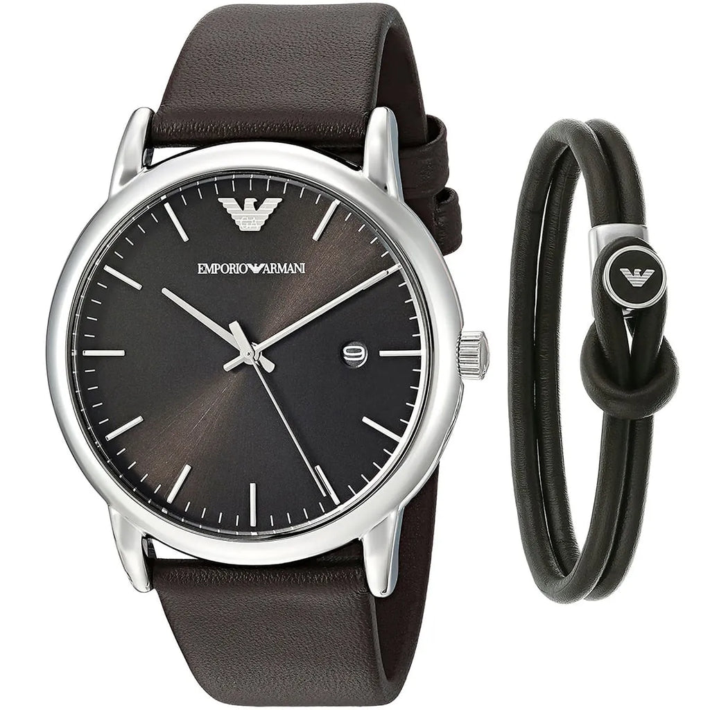 Emporio Armani Kappa Quartz Black Dial Brown Leather Strap Watch For Men - AR80008 Buy Now By Emporio Armani