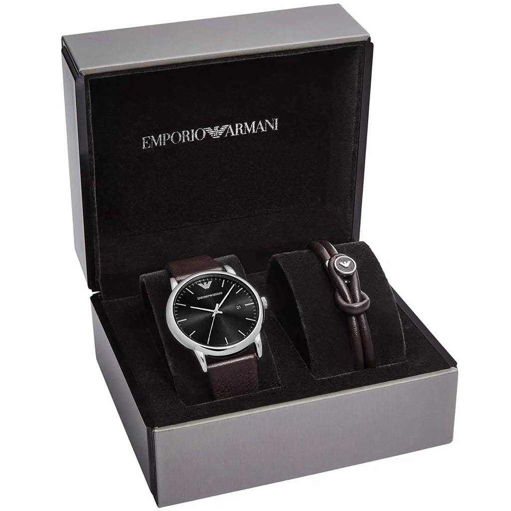 Emporio Armani Kappa Quartz Black Dial Brown Leather Strap Watch For Men - AR80008 Buy Now By Emporio Armani