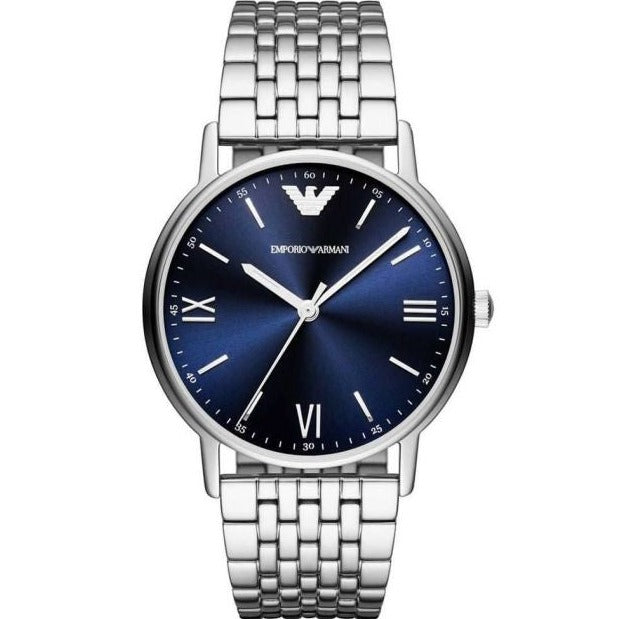 Emporio Armani Kappa Quartz Blue Dial Silver Steel Strap Watch For Men - AR80010 Buy Now By Emporio Armani