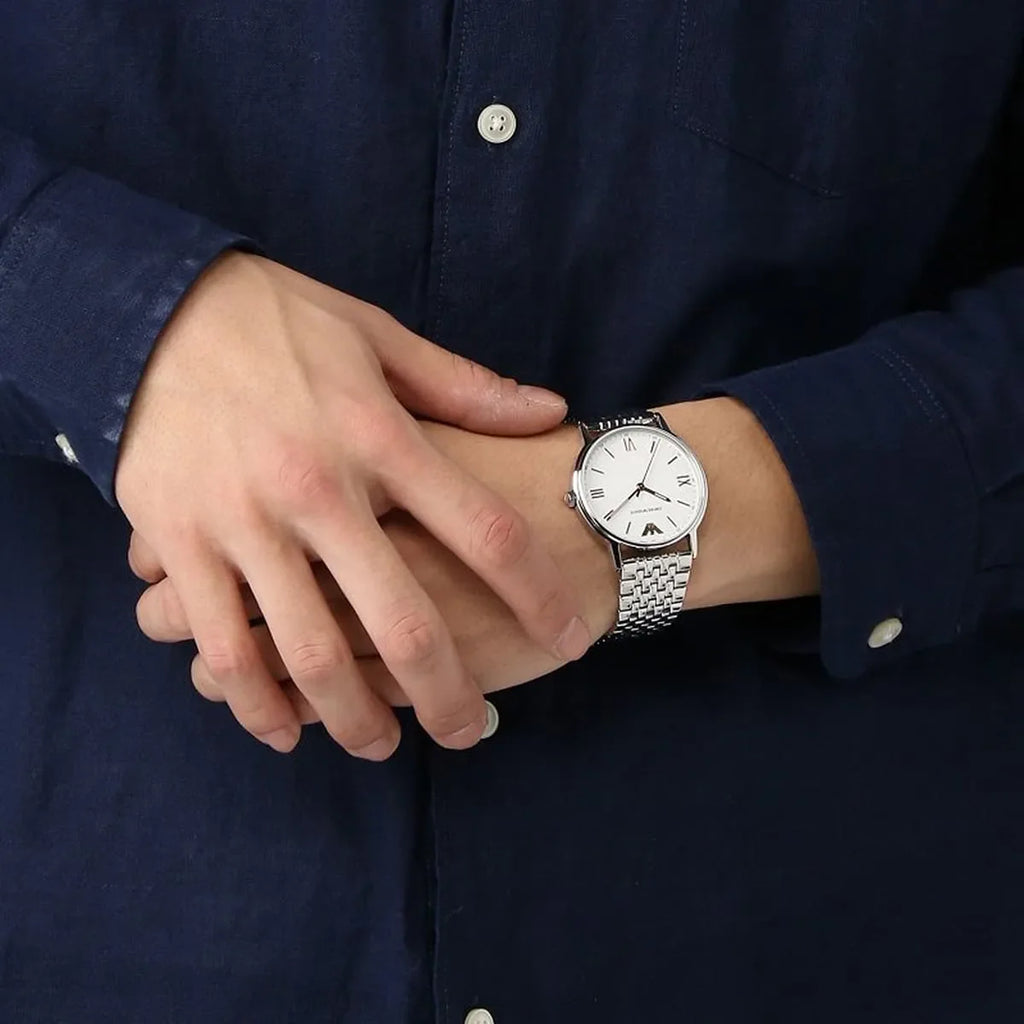 Emporio Armani Kappa Quartz White Dial Silver Steel Strap Watch For Men - AR80014 Buy Now By Emporio Armani