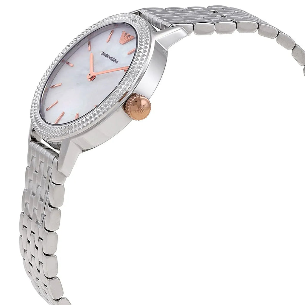 Emporio Armani Interchangeable Analog Mother of Pearl Dial Silver Steel Strap Watch For Women - AR80020 Buy Now By Emporio Armani