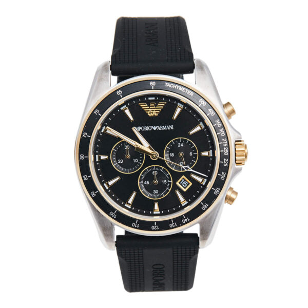 Emporio Armani Sigma Chronograph lack Dial Black Rubber Strap Watch For Men - AR80003 Buy Now By Emporio Armani