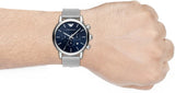 Emporio Armani Luigi Chronograph Blue Dial Silver Mesh Bracelet Watch For Men - AR80038 Buy Now By Emporio Armani