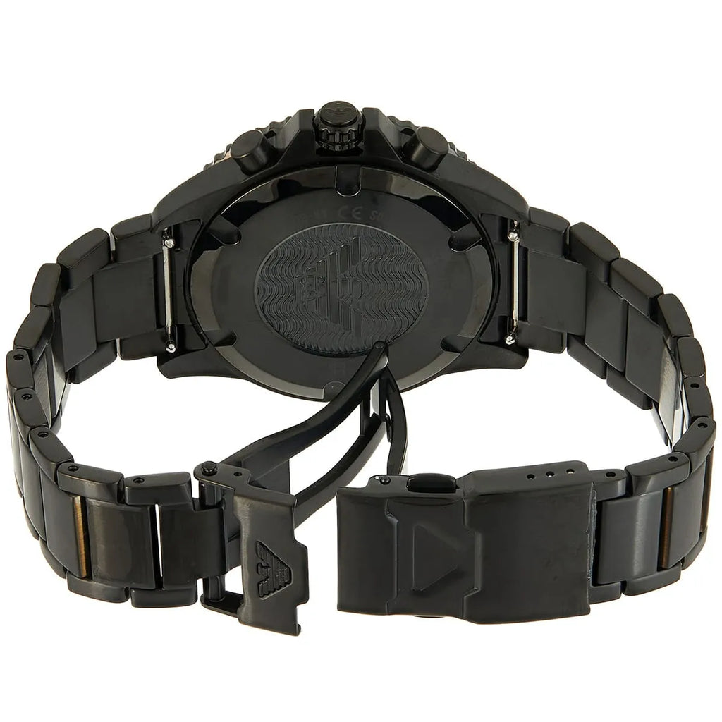 Emporio Armani Diver Chronograph Black Dial Black Steel Strap Watch For Men - AR80050 Buy Now By Emporio Armani