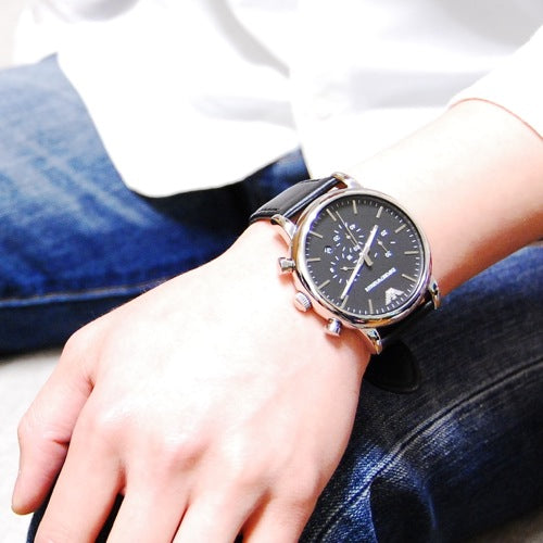 Emporio Armani Dress Analog Black Dial Black Leather Strap Watch For Men - AR8029 Buy Now By Emporio Armani