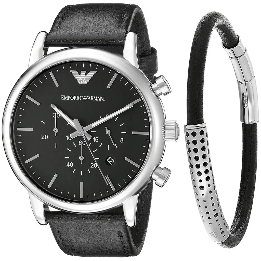 Emporio Armani Dress Analog Black Dial Black Leather Strap Watch For Men - AR8029 Buy Now By Emporio Armani