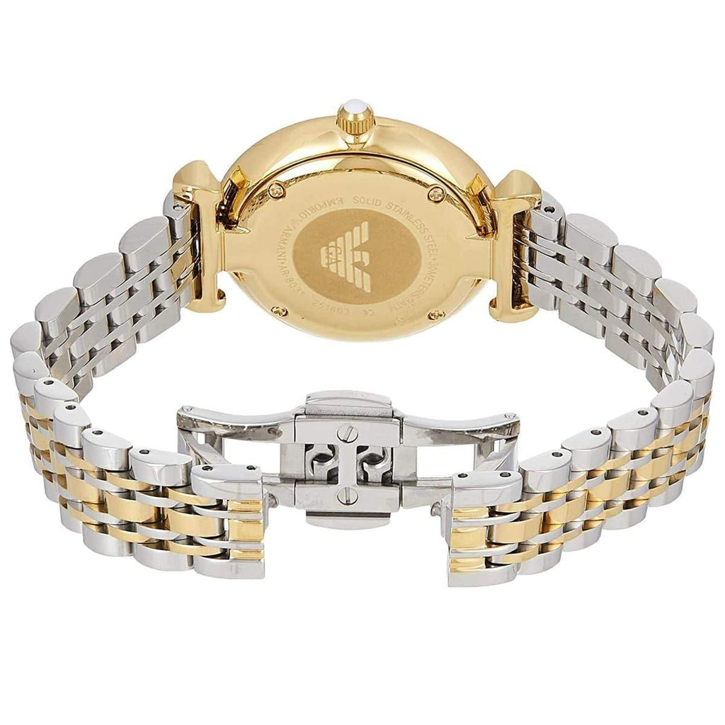 Emporio Armani Gianni T Bar White Dial Two Tone Steel Strap Watch For Women - AR8031 Buy Now By Emporio Armani