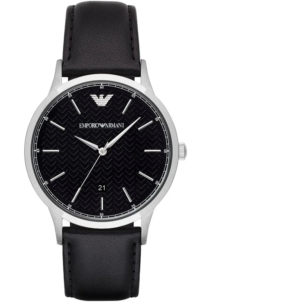 Emporio Armani Renato Analog Black Dial Black Leather Strap Watch For Men - AR8035 Buy Now By Emporio Armani