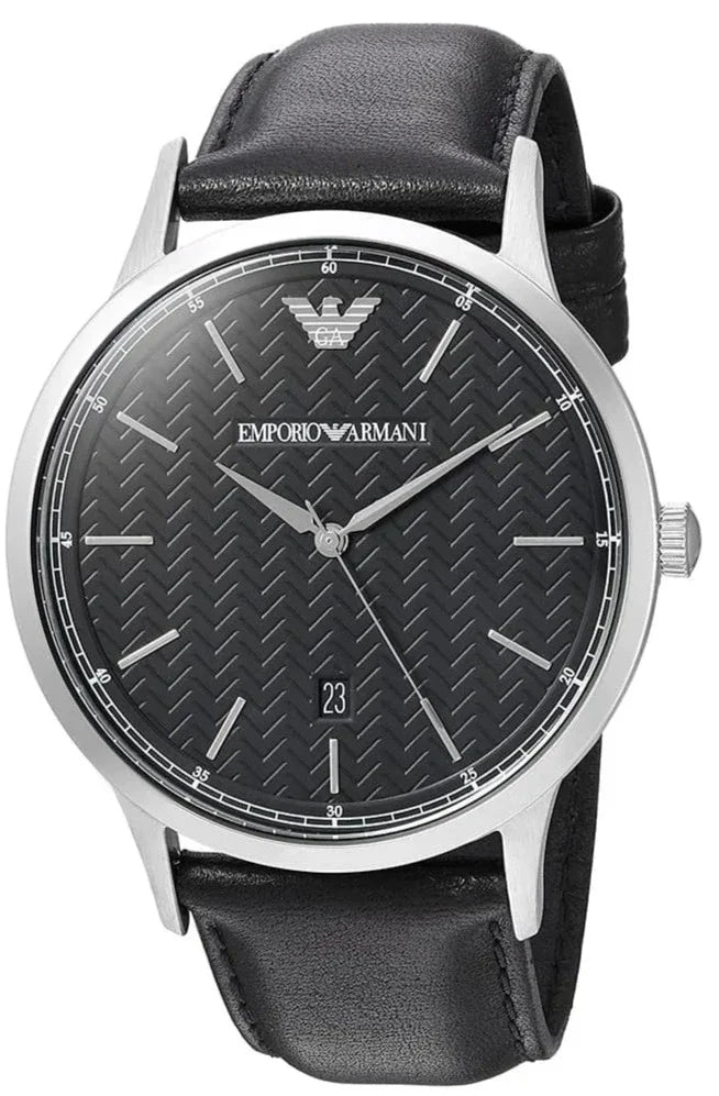 Emporio Armani Renato Analog Black Dial Black Leather Strap Watch For Men - AR8035 Buy Now By Emporio Armani