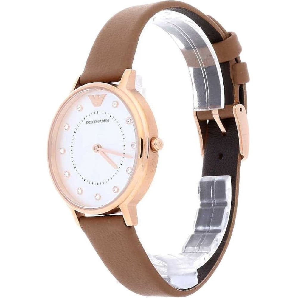 Emporio Armani Classic Analog Silver Dial Brown Leather Strap Watch For Women - AR8040 Buy Now By Emporio Armani