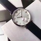 Emporio Armani Gianni T Bar Mother of Pearl Dial Black Leather Strap Watch For Women - AR90002 Buy Now By Emporio Armani