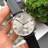 Emporio Armani Gianni T Bar Mother of Pearl Dial Black Leather Strap Watch For Women - AR90002 Buy Now By Emporio Armani