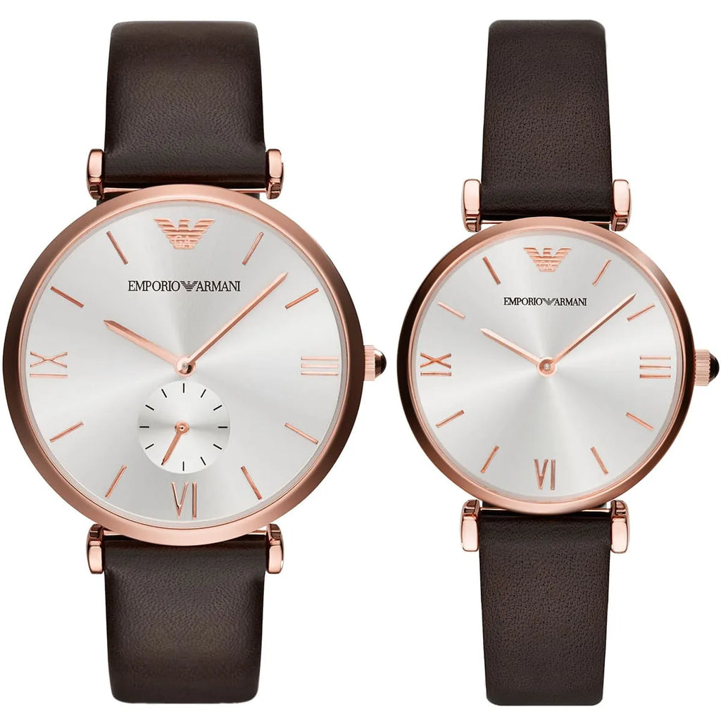 Emporio Armani Classic Analog Silver Dial Brown Leather Strap Watch For Men - AR9038 Buy Now By Emporio Armani