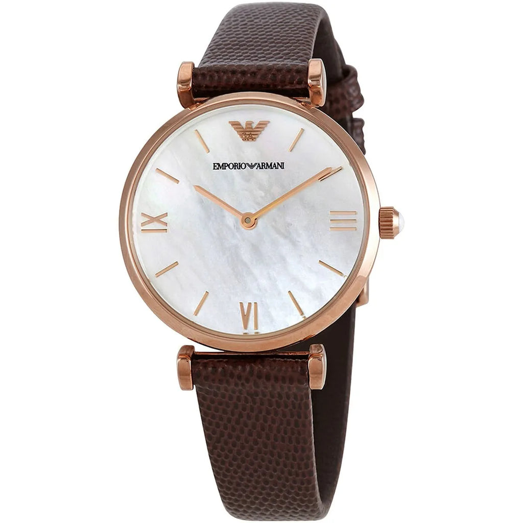 Emporio Armani Analog White Dial Brown Leather Strap Watch For Men - AR9042 Buy Now By Emporio Armani