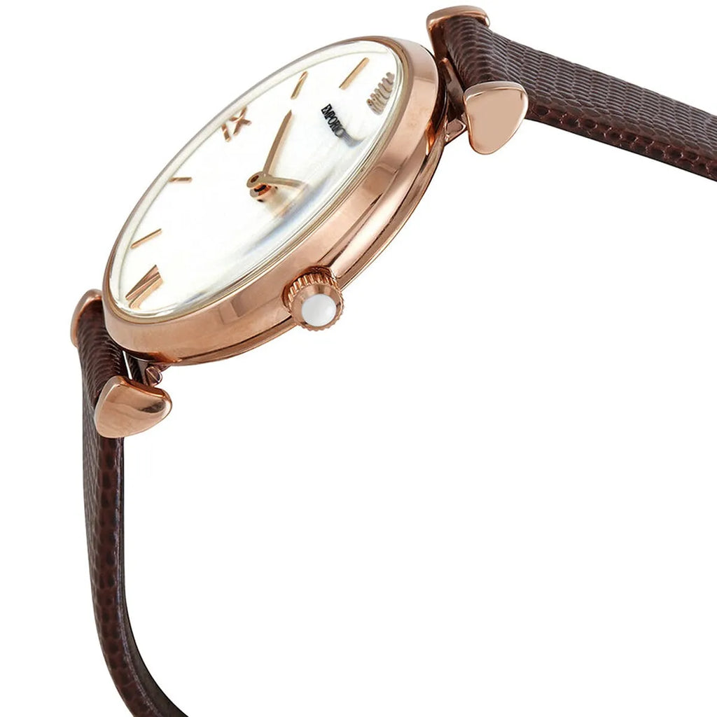 Emporio Armani Analog White Dial Brown Leather Strap Watch For Men - AR9042 Buy Now By Emporio Armani