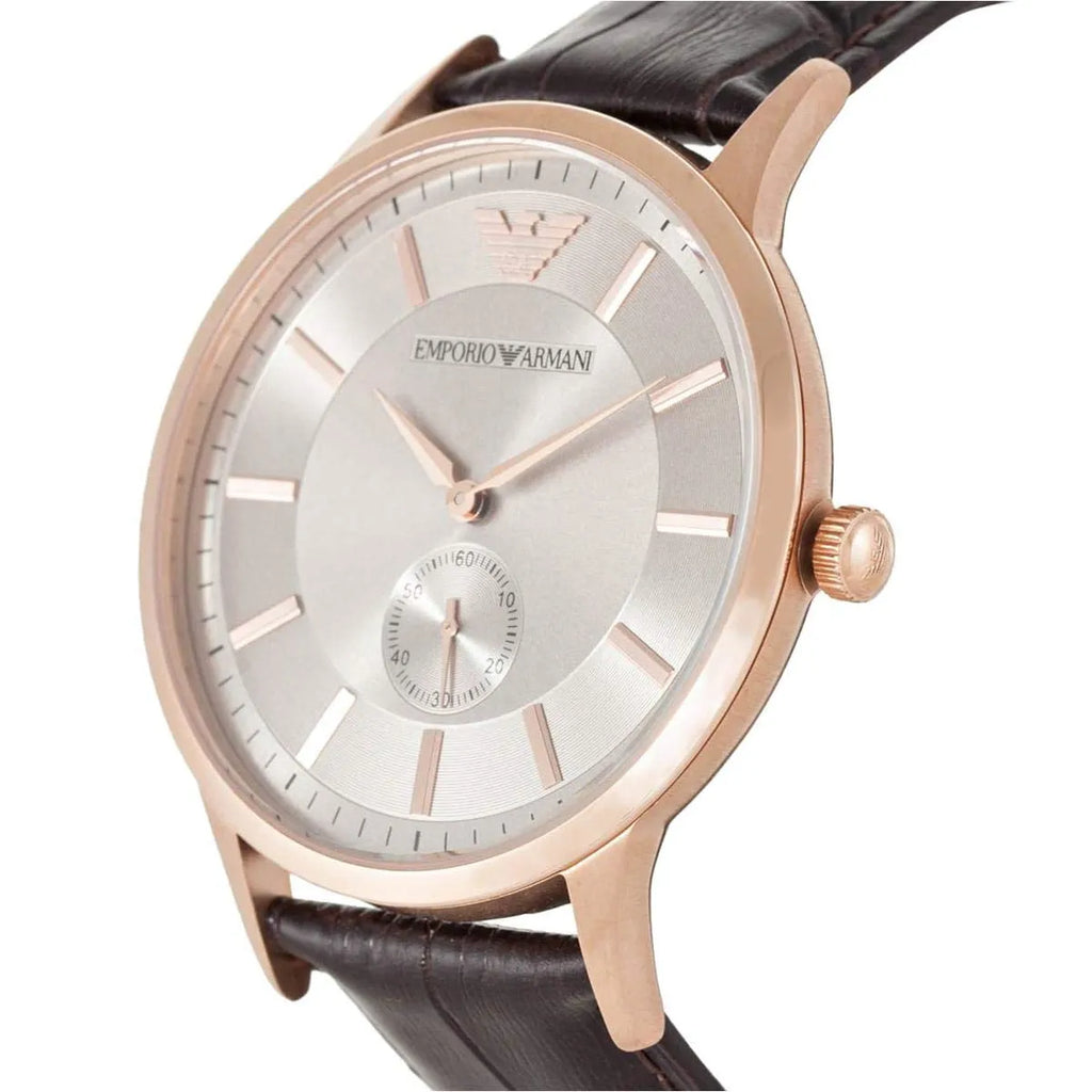 Emporio Armani Classic Analog Silver Dial Brown Leather Strap Watch For Men - AR9101 Buy Now By Emporio Armani